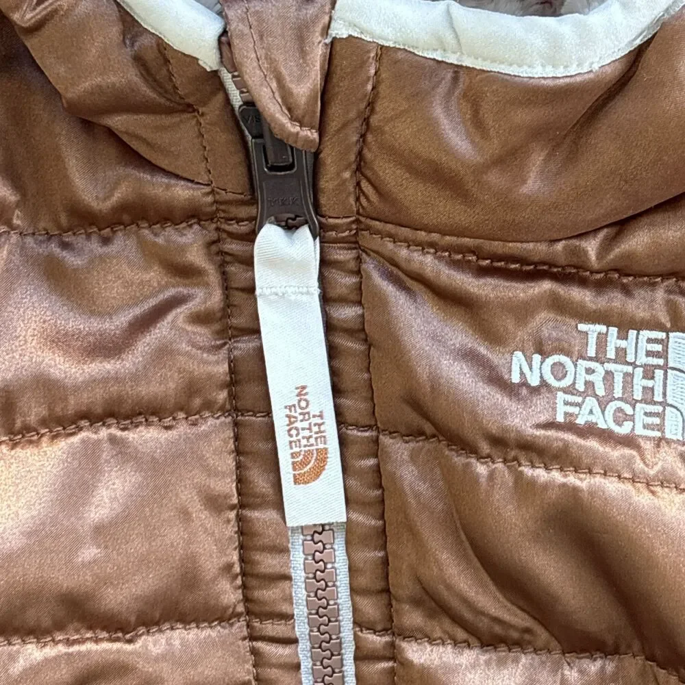 The North Face Baby 6-12M Reversible Bronze Puffer Faux Fur Hooded Jacket Coat